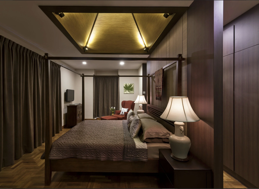 a traditional inspired bedroom in a 4-room HDB