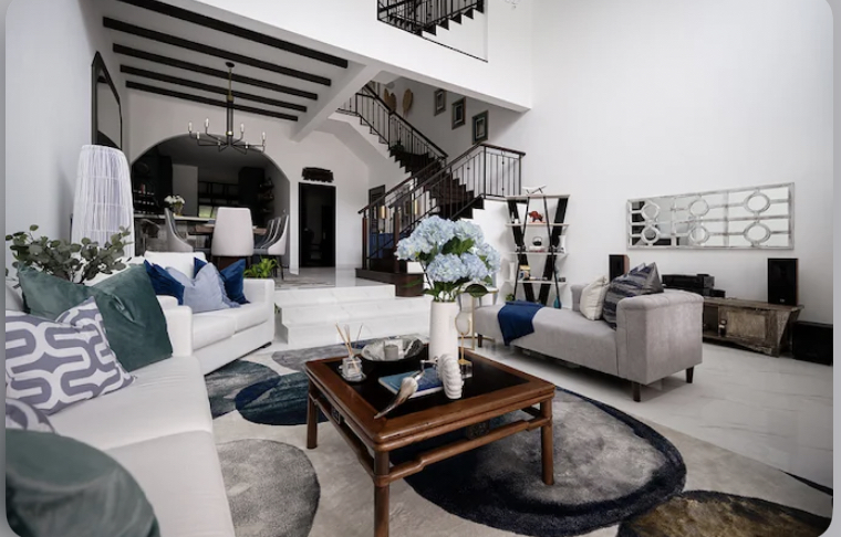 A coastal setting in a living room
