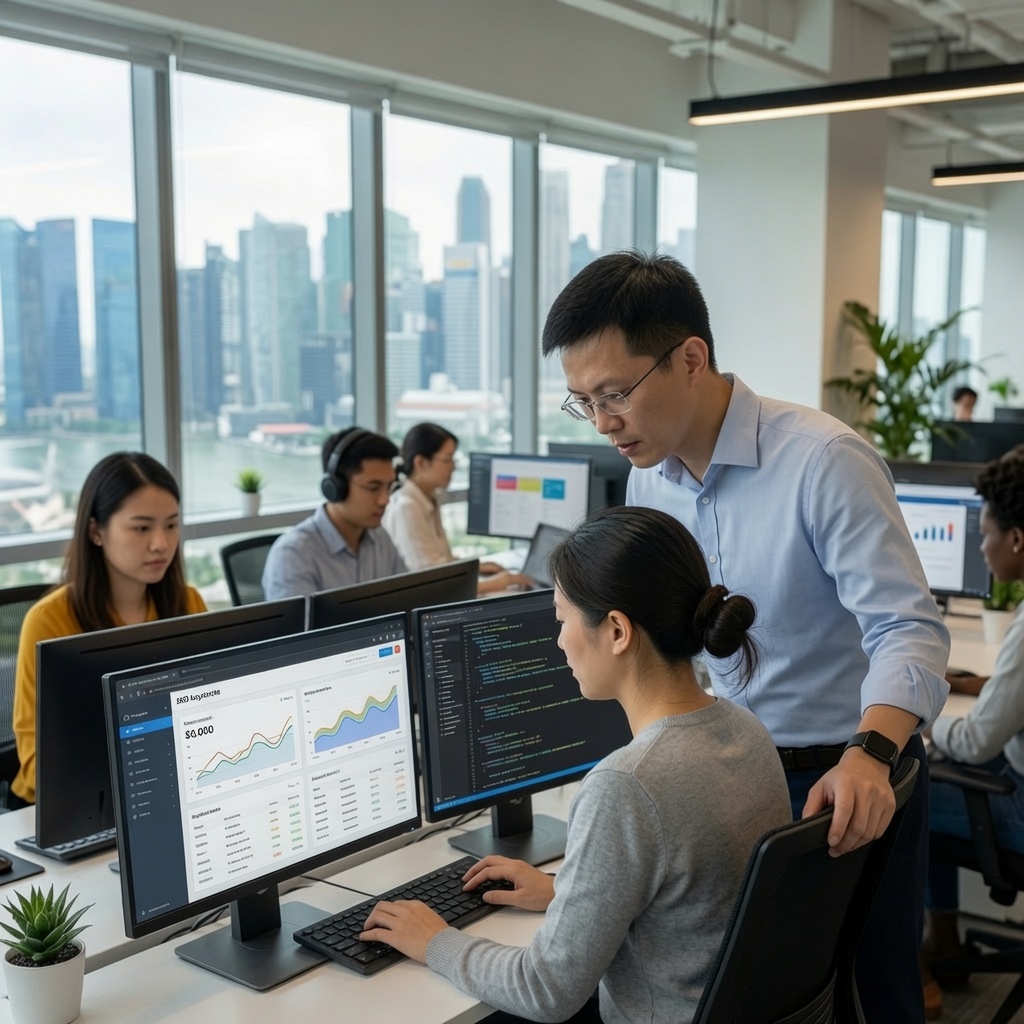 A team lead overseeing the work of SEO experts