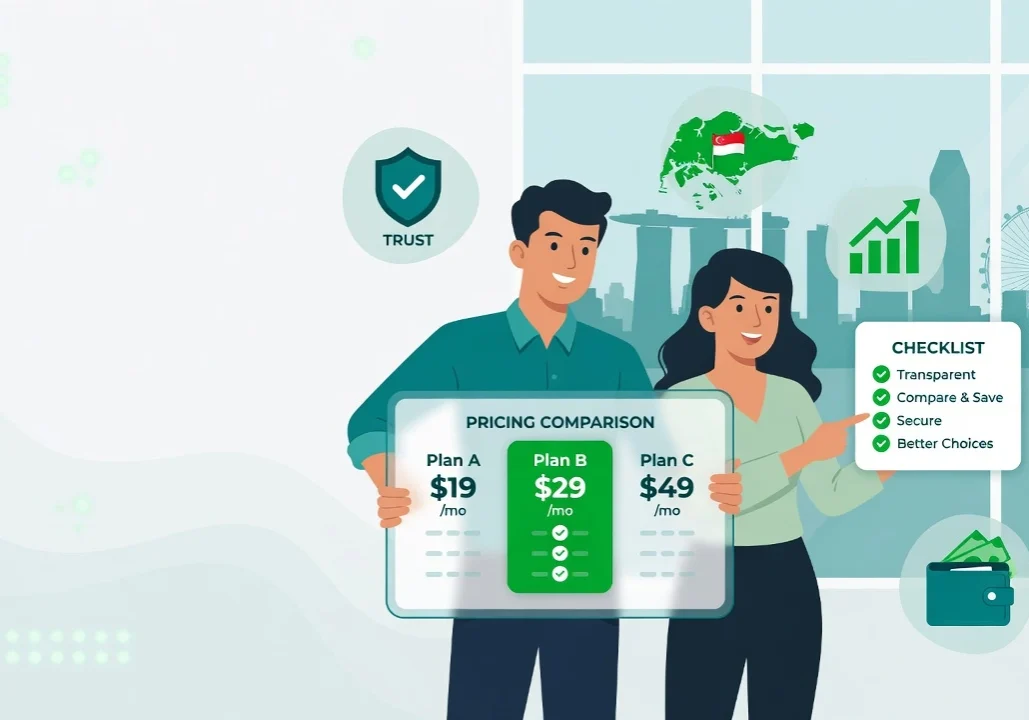 A family holding a poster with price comparisons